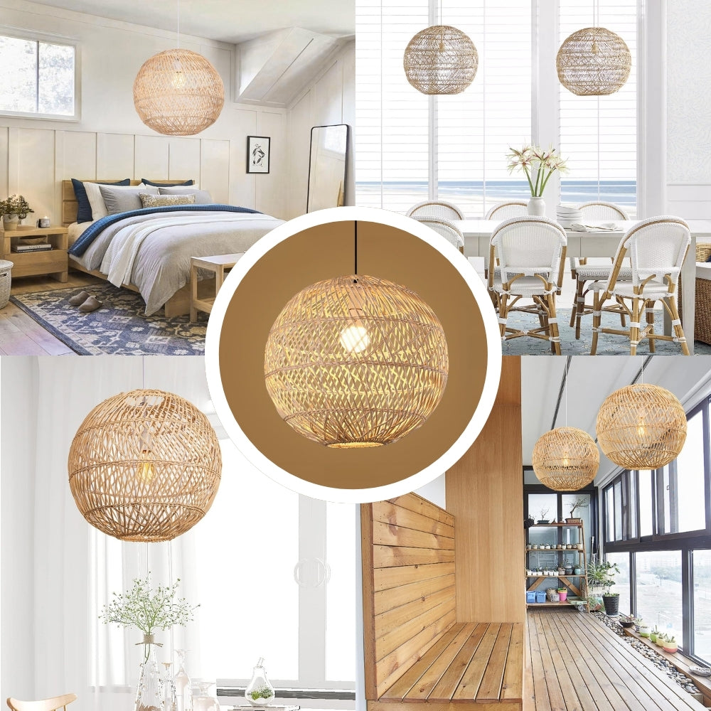 Zen inspired natural rattan globe pendant light for serene spaces