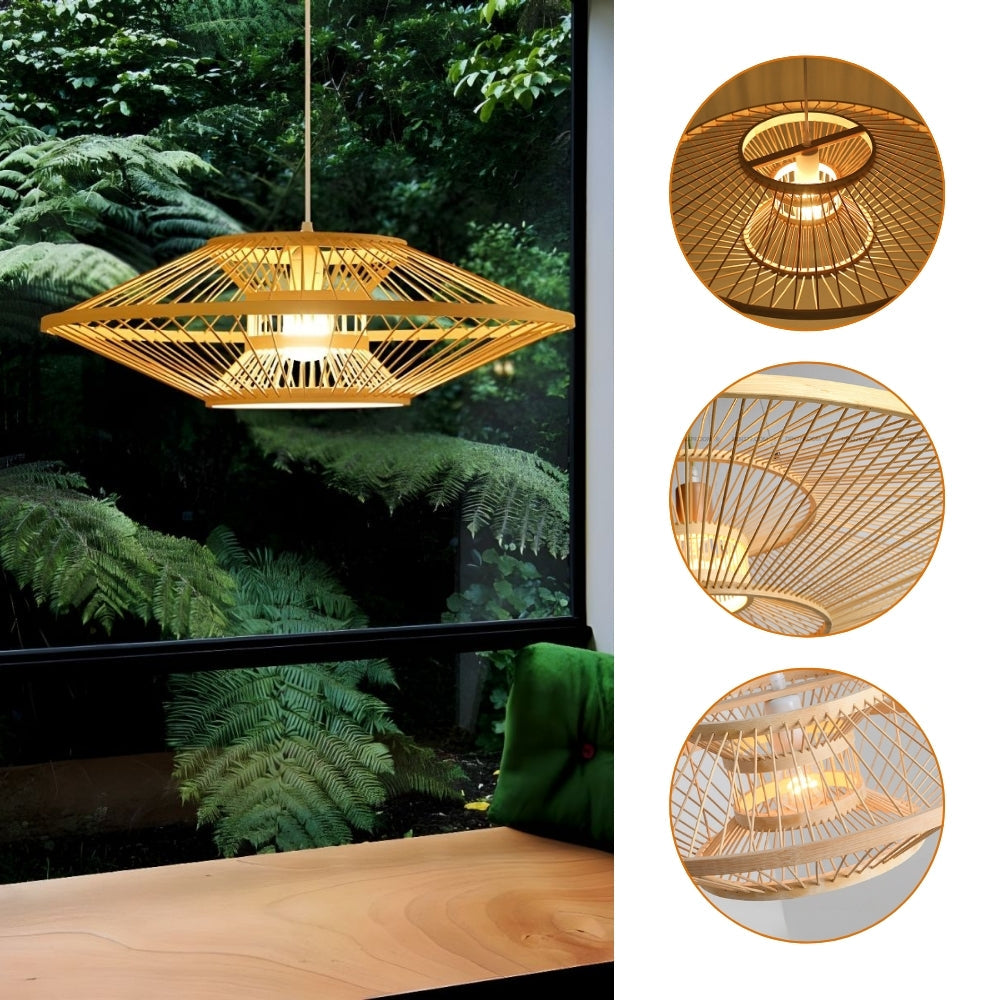 Zen minimalist bamboo pendant lamp for relaxing resort spa areas