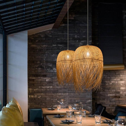 Zen minimalist fringe pendant lamp featuring a unique Wabi-Sabi design
