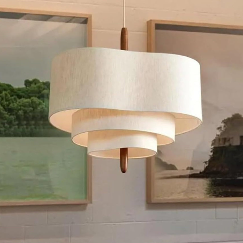 Zen-inspired layered fabric pendant lamp with soft diffused lighting