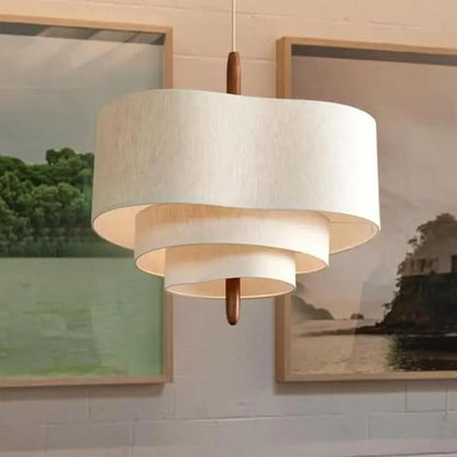 Zen-inspired layered fabric pendant lamp with soft diffused lighting