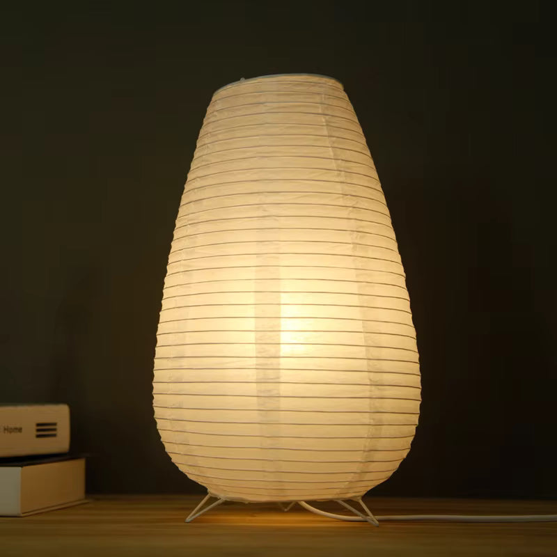 Akari Inspired Tapered Paper Table Light creating Artistic Mid-Century Ambiance
