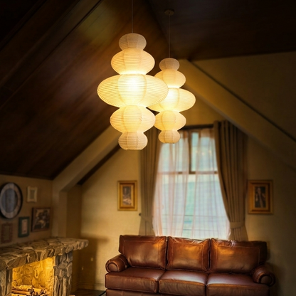 Akari Juni style pendant light crafted from authentic rice paper