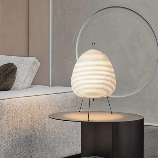 Akari Noguchi Inspired Paper Table Light creating Artistic Mid-Century Ambiance