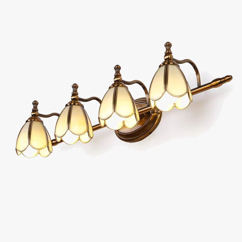 Retro style brass tulip art sconce lighting for a mid-century modern study