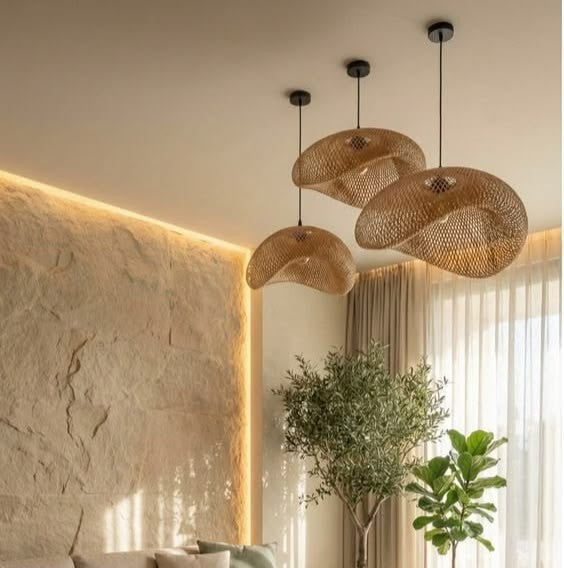 Natural Woven Bamboo Pendant Light – Boho Japandi Chandelier | ArtisticLand