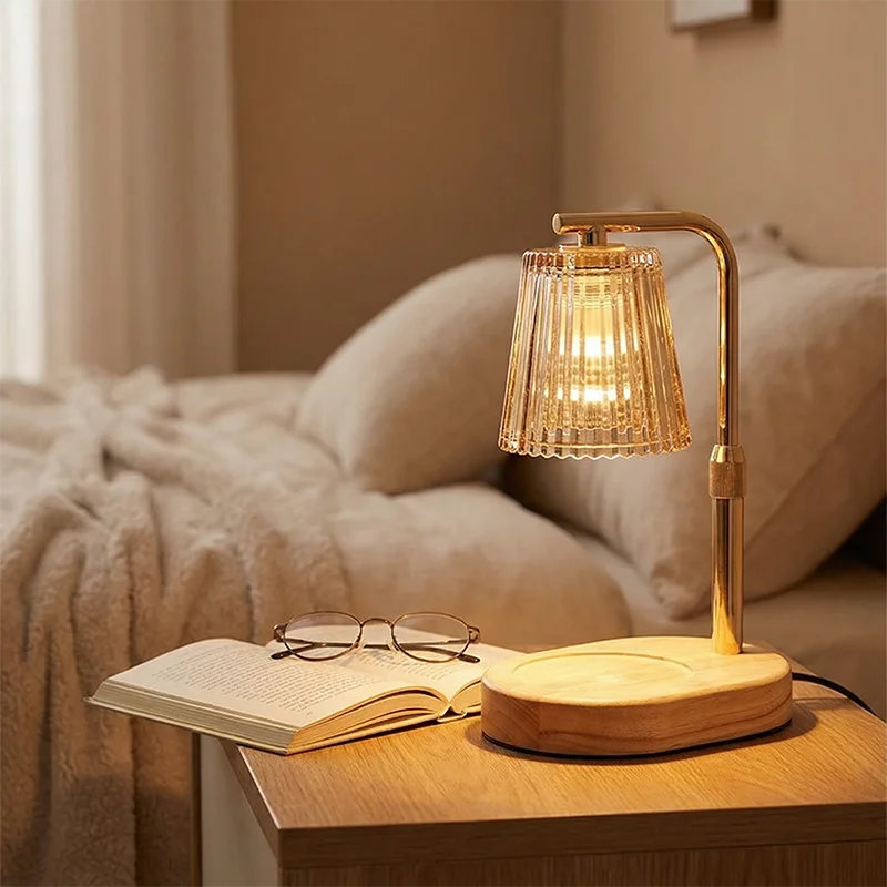 Bedroom Nightstand Candle Warmer Lamp providing Safe Flameless Scent and Soft Light