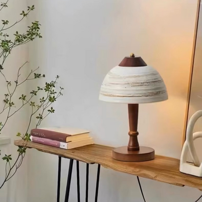 Bedside Nightstand Ceramic and Wood Table Lamp providing Gentle Light for Sleep Spacesv