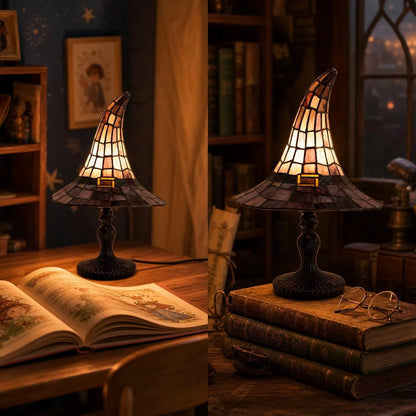 Bedside Reading Resin Witch Hat Accent Lamp acting as Magical Night Light