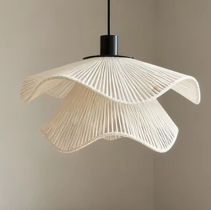 Bohemian style hemp rope pendant lamp with organic texture
