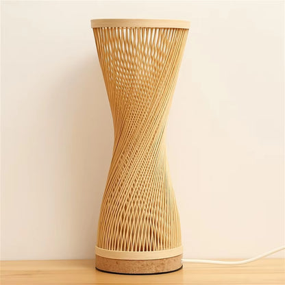 Boho bedside table lamp designed with woven bohemian flair to elevate cozy nightstand styling.