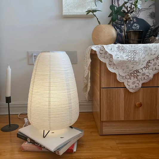 Bookshelf Display Conical Paper Accent Light adding Warm Architectural Depth