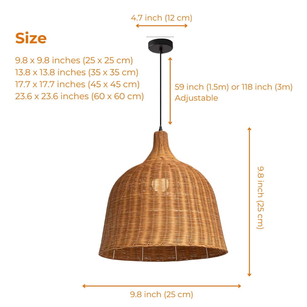 Decorative wicker pendant fixture that serves as a statement piece in any room