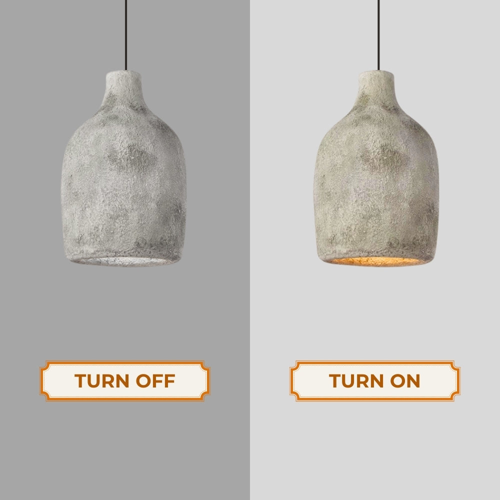 Zen minimalist clay pendant light featuring a textured Wabi-Sabi design