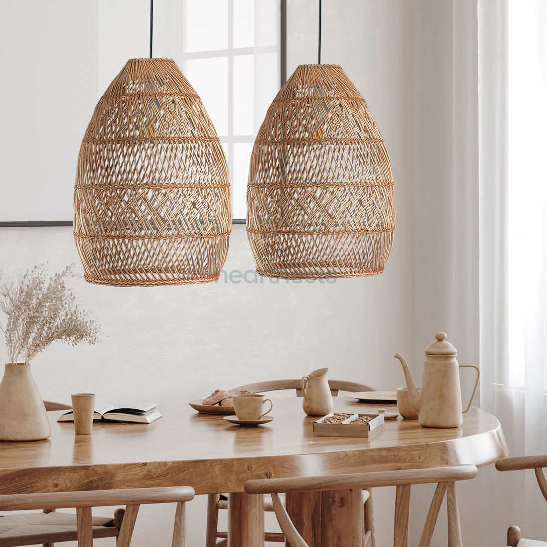 Handmade rattan lamp perfect for elevated home decor and interior styling.