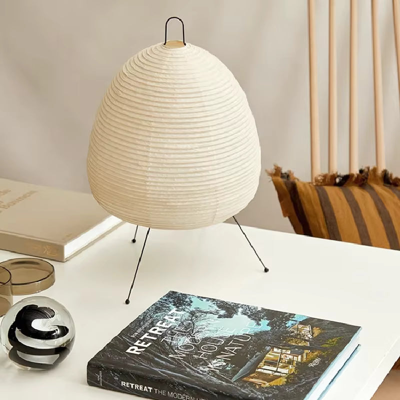 Handmade Washi Paper Accent Table Lamp showcasing Noguchi-Inspired Design