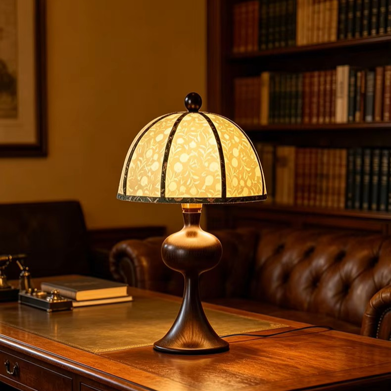 Home Office Workspace Wood and Fabric Accent Light delivering Warm and Inspiring Illumination