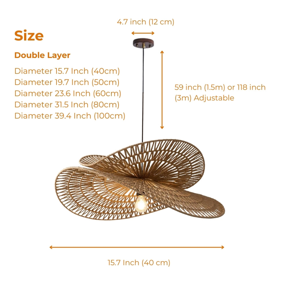 Japandi design natural jute pendant light for modern bedrooms