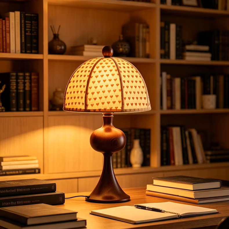 Kids Study Room Wood and Fabric Decorative Desk Light creating a Warm and Welcoming Study Environment