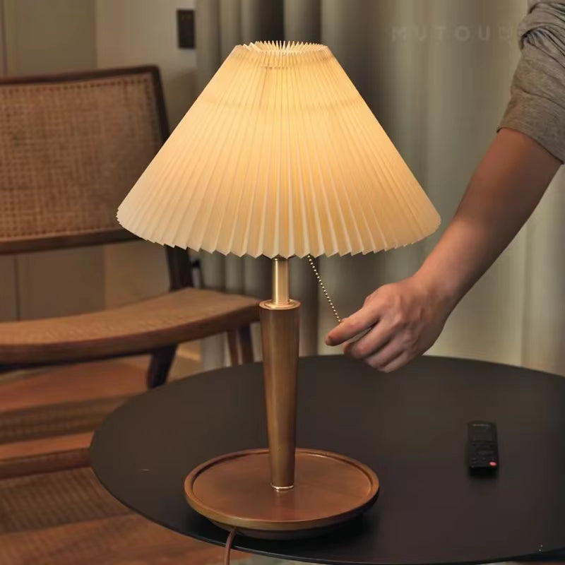 Living Room Lighting Pleated Fabric Table Lamp providing Warm Ambient Glow for Sofas and Credenzas