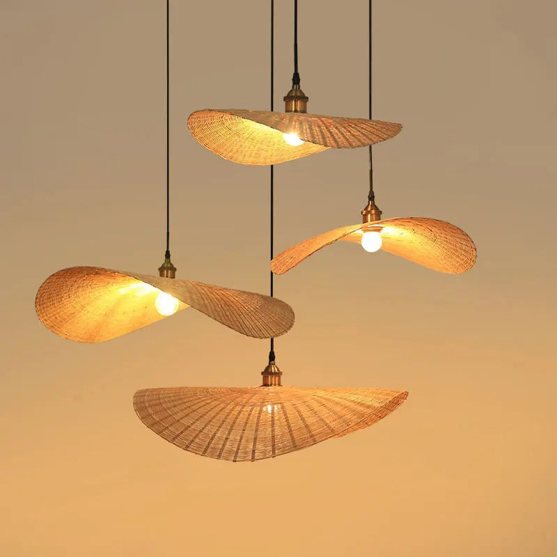 Wabi-Sabi Rattan Pendant Light | Curved Woven Chandelier
