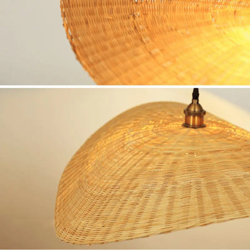 Wabi-Sabi Rattan Pendant Light | Curved Woven Chandelier