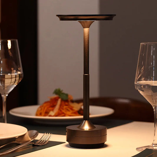 Metal Mushroom Head Wireless Touch Table Lamp with USB-C Rechargeable Battery and Sleek Finish