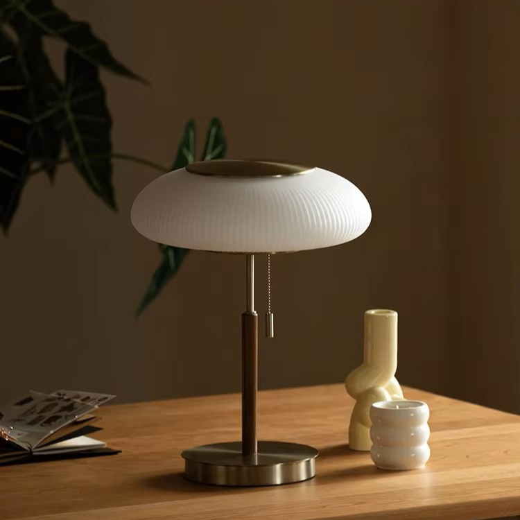 Minimalist Lighting Ribbed Glass Table Lamp designed with Clean Lines and Warm Glow