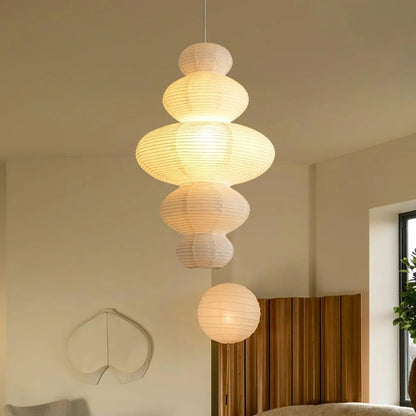 Minimalist rice paper lamp inspired by Akari Juni design aesthetics