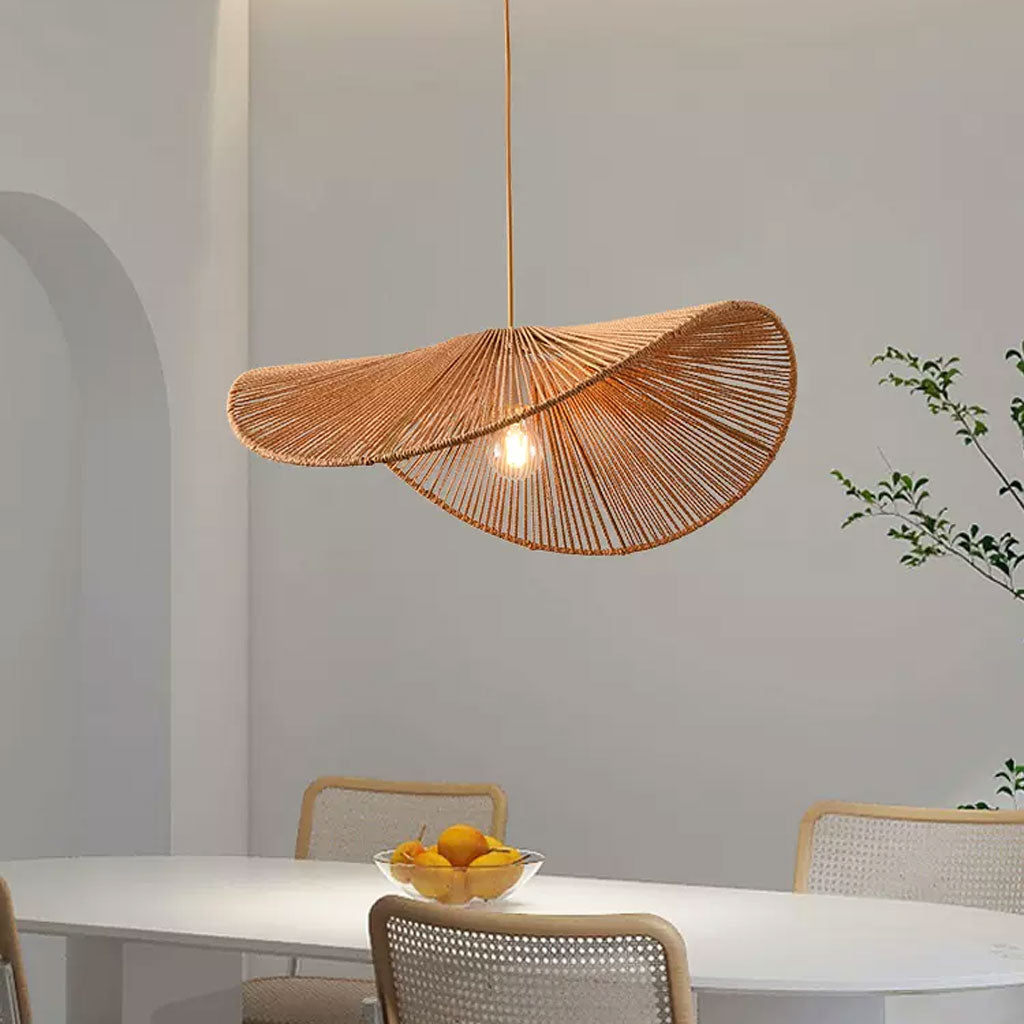 Modern Handwoven Rattan Pendant Light for Dining Room