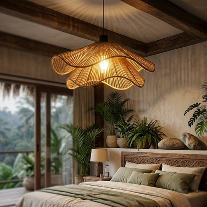 Modern lighting design featuring natural hemp material