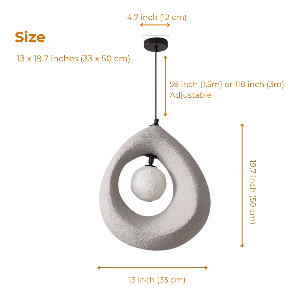 Modern Wabi-sabi hanging pendant in natural stone texture