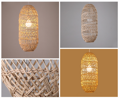 Natural material pendant light providing calm and focused light for a home office
