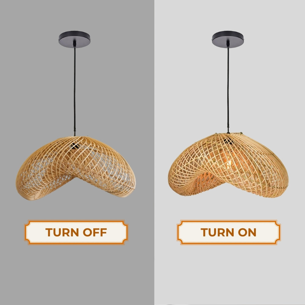 Close-up of natural rattan woven material texture used in high-quality lamps.