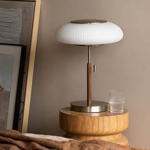 Neoclassic Accent Lamp featuring Pleated Glass with Art Decor inspiration