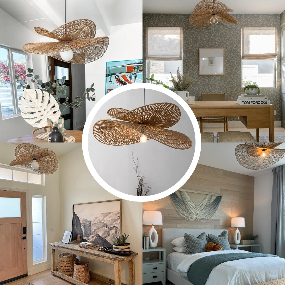 Nordic inspired natural jute ceiling lamp for sustainable home