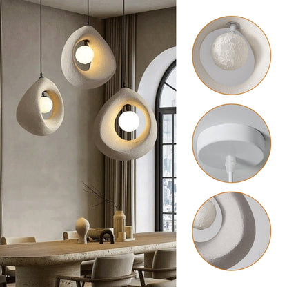 Nordic style organic hanging lamp with soft textured stone finish