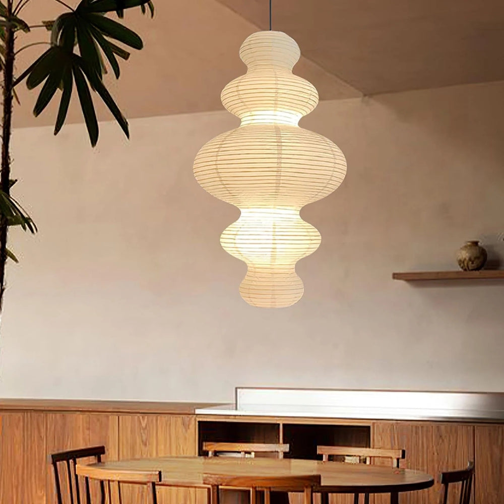 Nordic style layered paper pendant fixture for soft ambient lighting