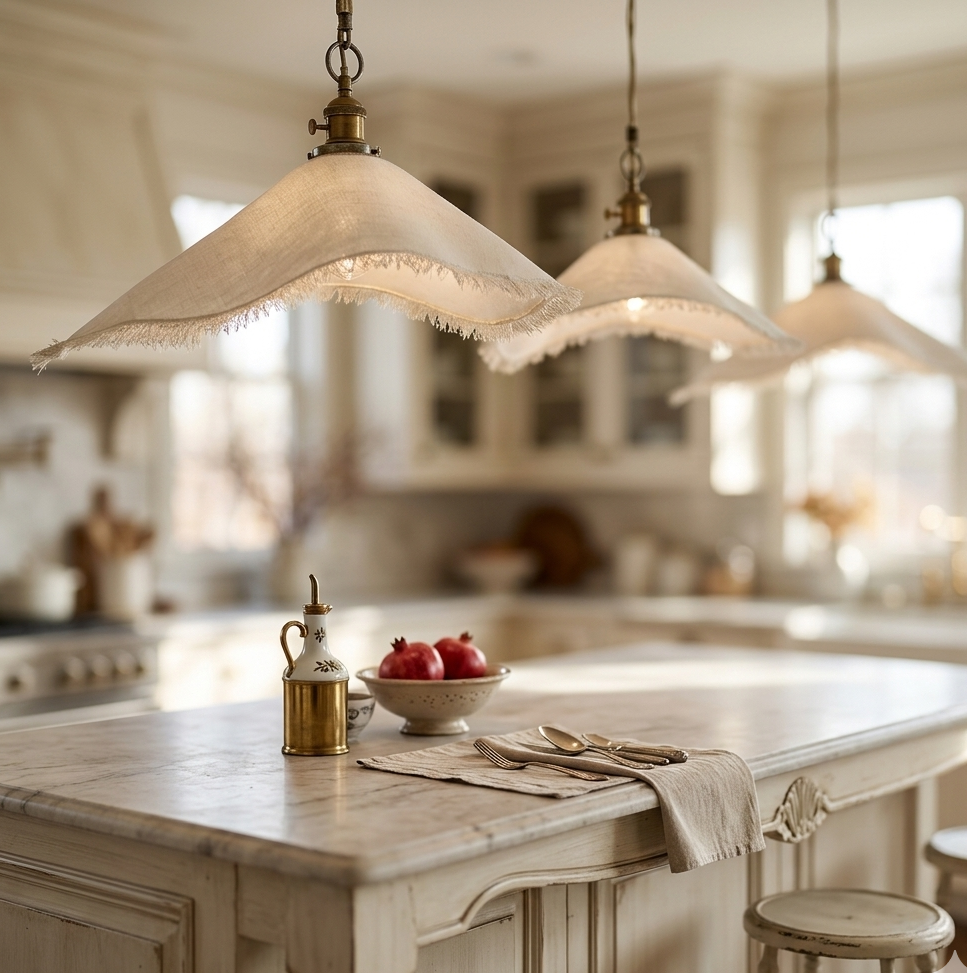 Pair of artistic organic-shaped FRP hanging lamps for kitchen island decor