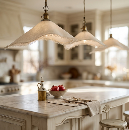 Pair of artistic organic-shaped FRP hanging lamps for kitchen island decor