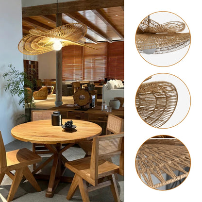 Organic shaped natural jute pendant light in farmhouse style
