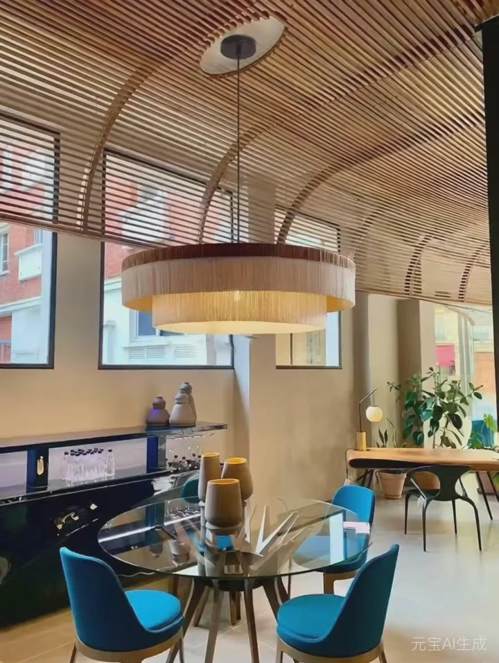 Pendant light Handmade Eco-friendly Raffia Living room