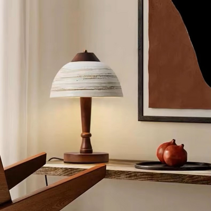 Quiet Luxury Ceramic and Wood Table Lamp designed for a Sophisticated and Cozy Home