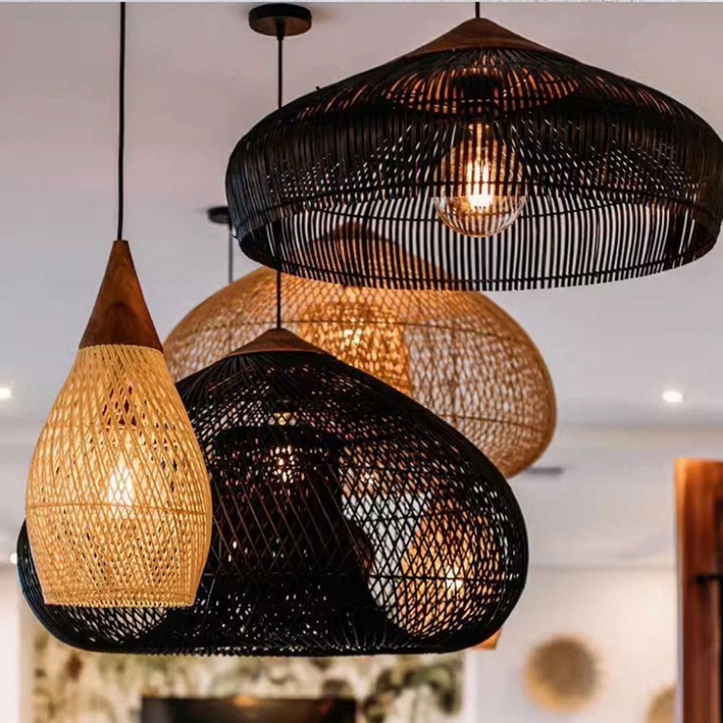 Handwoven Rattan Pendant Light – Nordic Japandi Hanging Lamp | ArtisticLand