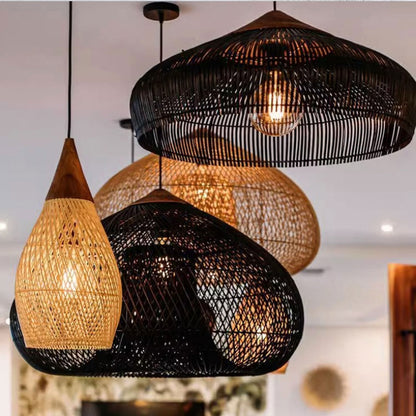 Handwoven Rattan Pendant Light – Nordic Japandi Hanging Lamp | ArtisticLand
