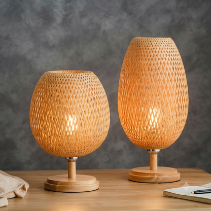 Natural Woven Bamboo Table Light | Modern Eco-Friendly Accent Lamp
