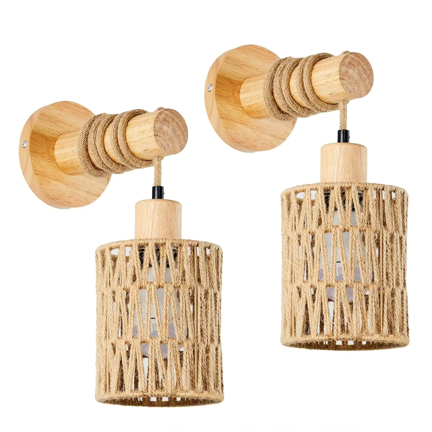 Retro style hemp pendant light combining vintage charm and natural wood for a classic kitchen.