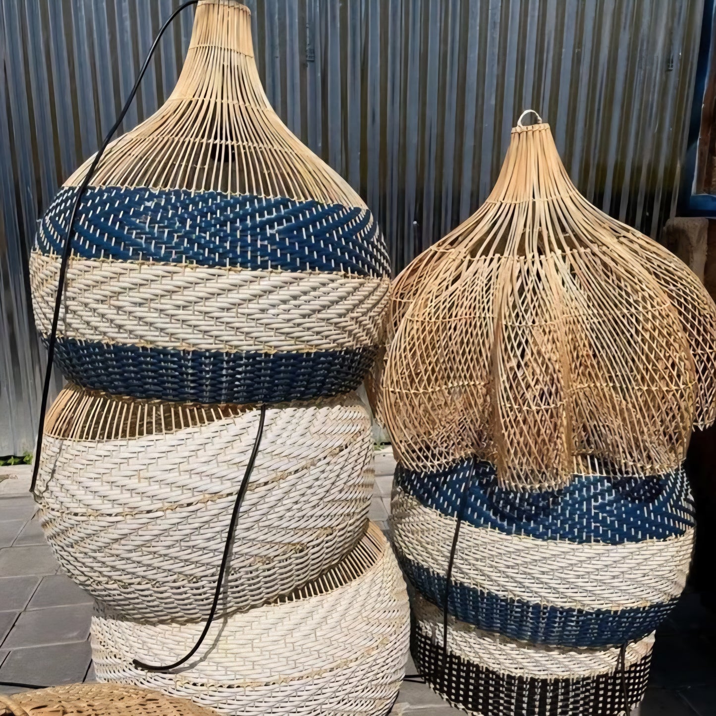 Two-Tone Rattan Pumpkin Pendant Light | Japandi Kitchen Island Lamp