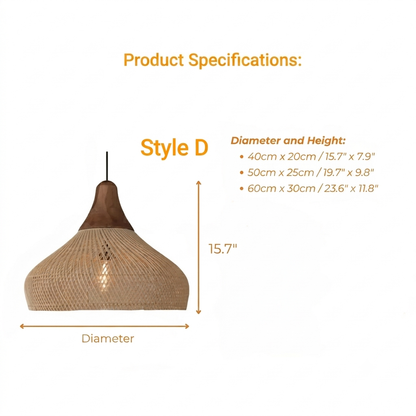 Handwoven Rattan Pendant Light – Nordic Japandi Hanging Lamp | ArtisticLand