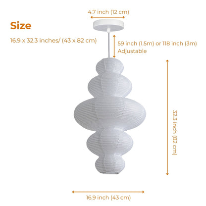 Sculptural paper lantern pendant light designed for bedroom lighting